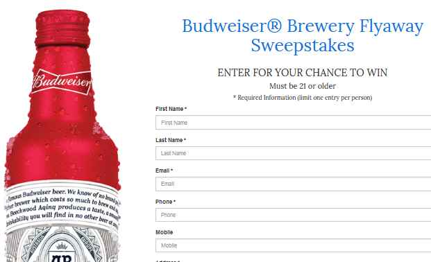Budweiser Brewery Flyaway Sweepstakes