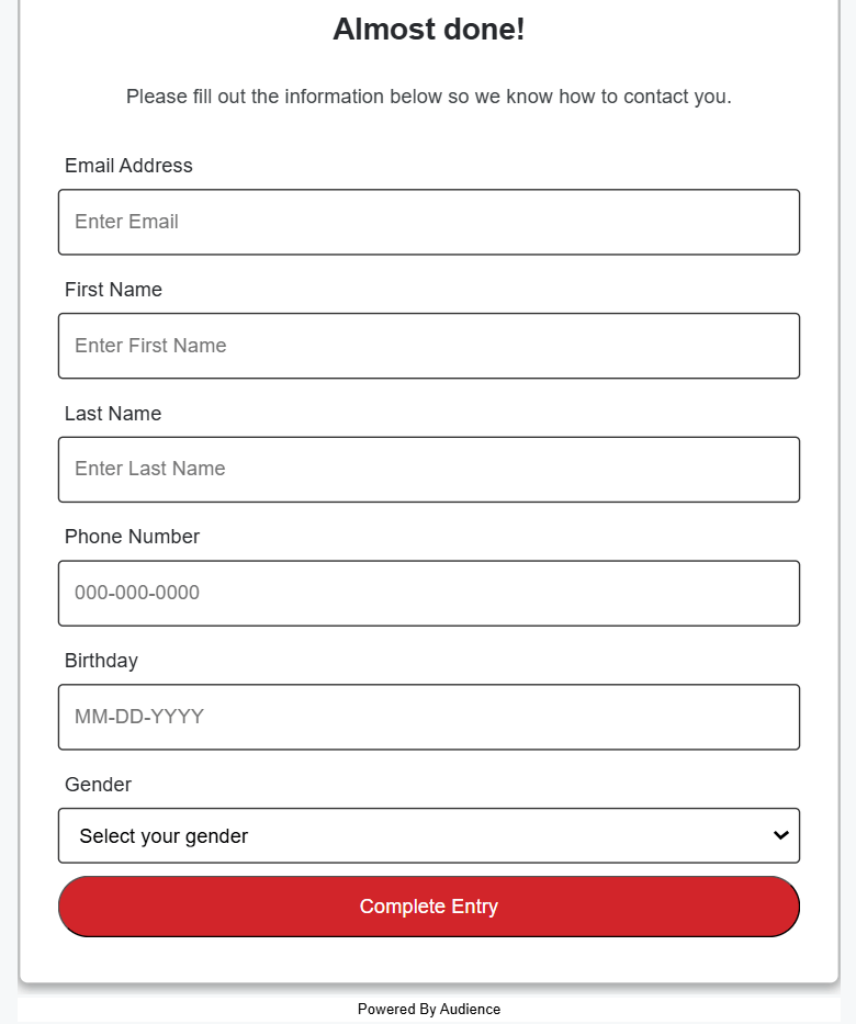 iHeartRadio $1000 contest entry form